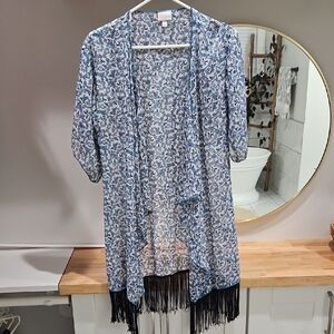 LuLaRoe Kimono Cardigan with Fringe — Size Small
